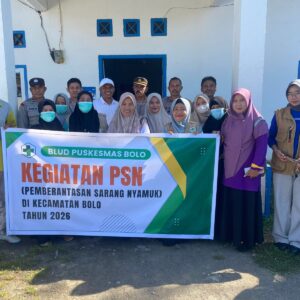 Berantas Virus DBD, Polsek Bolo Gelar Sosialisasi dan Gotong Royong Bersama PKM Bolo dan Pemdes Tambe