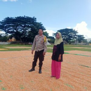 Bhabinkamtibmas Polsek Hu’u Pantau Penjemuran Jagung Warga, Dukung Ketahanan Pangan Nasional