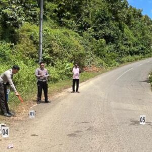 Lakalantas Ganda “Adu Banteng”Unit Gakum Satlantas Polres Bima Kabupaten Gelar Olah TKP