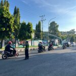 Sat Lantas Polres Dompu Laksanakan Strong Point Pagi, Wujudkan Kamseltibcar Lantas