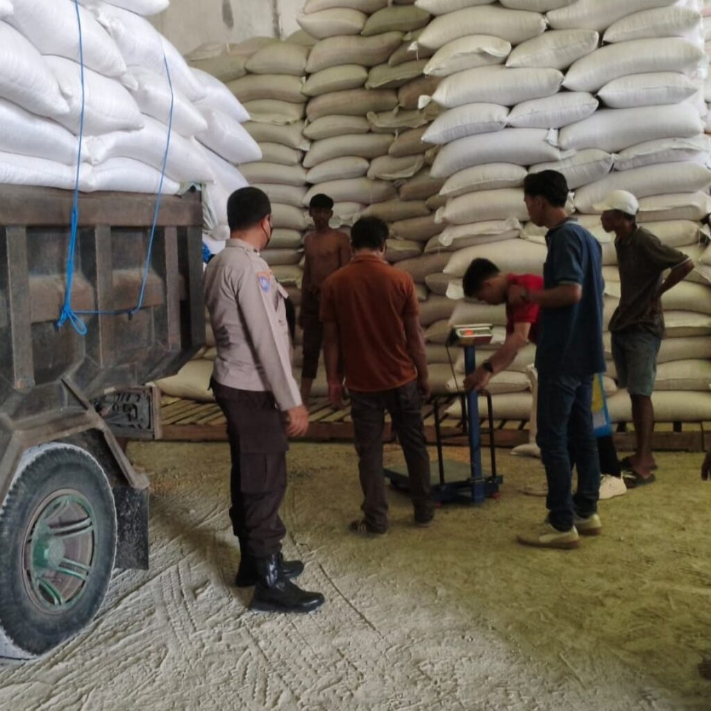 Kawal Ketahanan Pangan, Bhabinkamtibmas Polres Lombok Barat Pastikan Puluhan Ton Jagung Petani Tembus Gudang Bulog