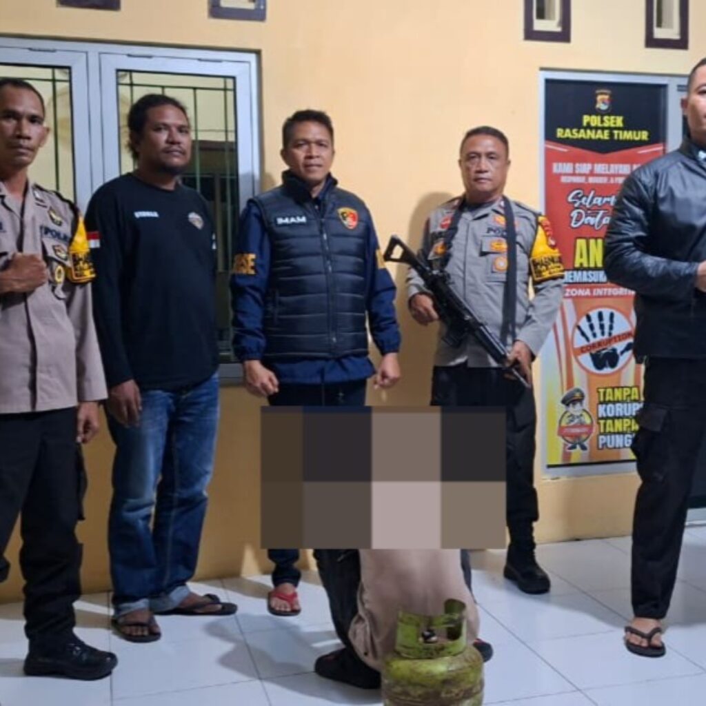 Gerak Cepat Polsek Rasanae Timur Evakuasi Terduga Pelaku Pencurian Tabung Gas LPG dari Amukan Warga