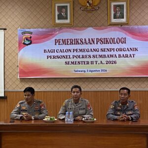 Pastikan Pemegang Senpi Organik Layak Secara Psikologis, Polres Sumbawa Barat Gelar Pemeriksaan Psikologi Personel