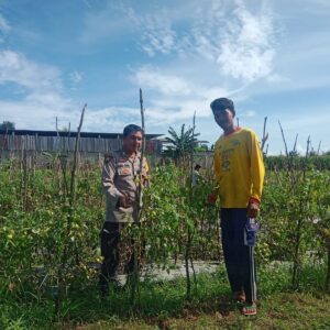 BHABINKAMTIBMAS DESA SUKA DAMAI SAMBANG WARGA, DORONG PEMANFAATAN LAHAN PEKARANGAN UNTUK KETAHANAN PANGAN