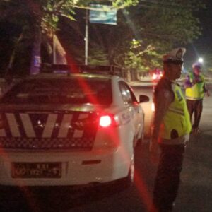 Jaga Jalur Utama Tetap Kondusif, Satlantas Polres Lombok Barat Gencarkan Patroli Dini Hari di Bypass BIL