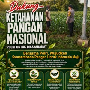 DUKUNG PROGRAM ASTA CITA KETAHAN PANGAN, ANGGOTA POLSEK KEREK POLRESTA TUBAN TURUN KE LAHAN PETANI