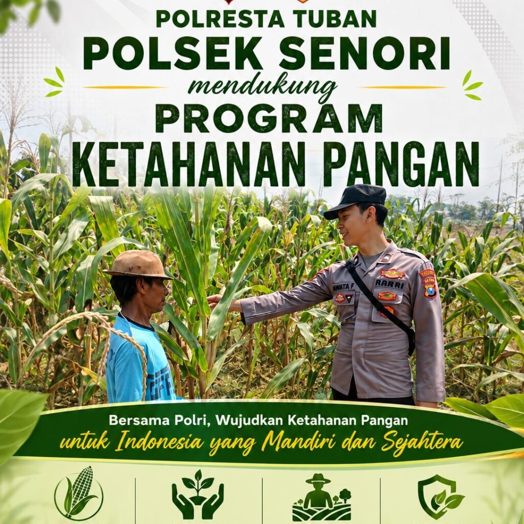 Mendukung Program Ketahanan Pangan Nasional Anggota Bhabinkamtibmas Polsek Senori Polresta Tuban Monitoring Tanaman Jagung Warga Desa Leran