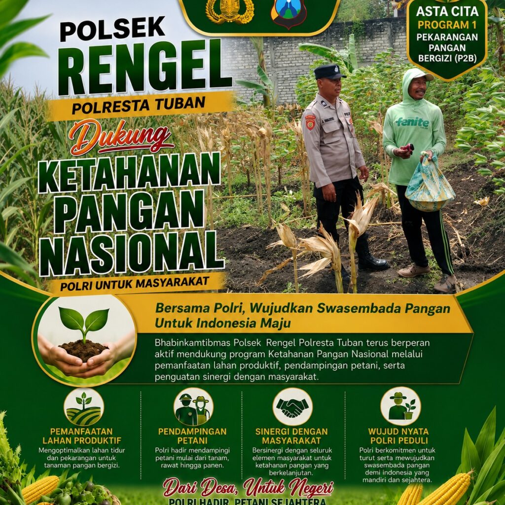 Polri Dukung Astacita, Polsek Rengel Polresta Tuban Turun Cek Tanaman Jagung Warga di Desa Sawahan