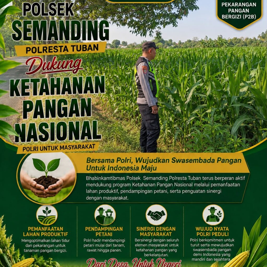 Polri Dukung Astacita, Polsek Semanding Polresta Tuban Turun Cek Tanaman jagung milik Warga di Desa Ngino