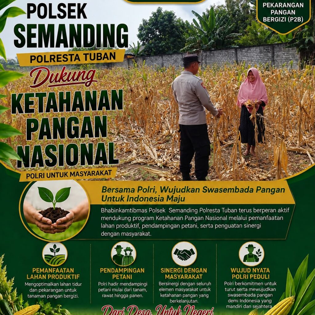 Polri Dukung Astacita, Polsek Semanding Polresta Tuban Turun Cek Tanaman jagung milik Warga di Desa Jadi