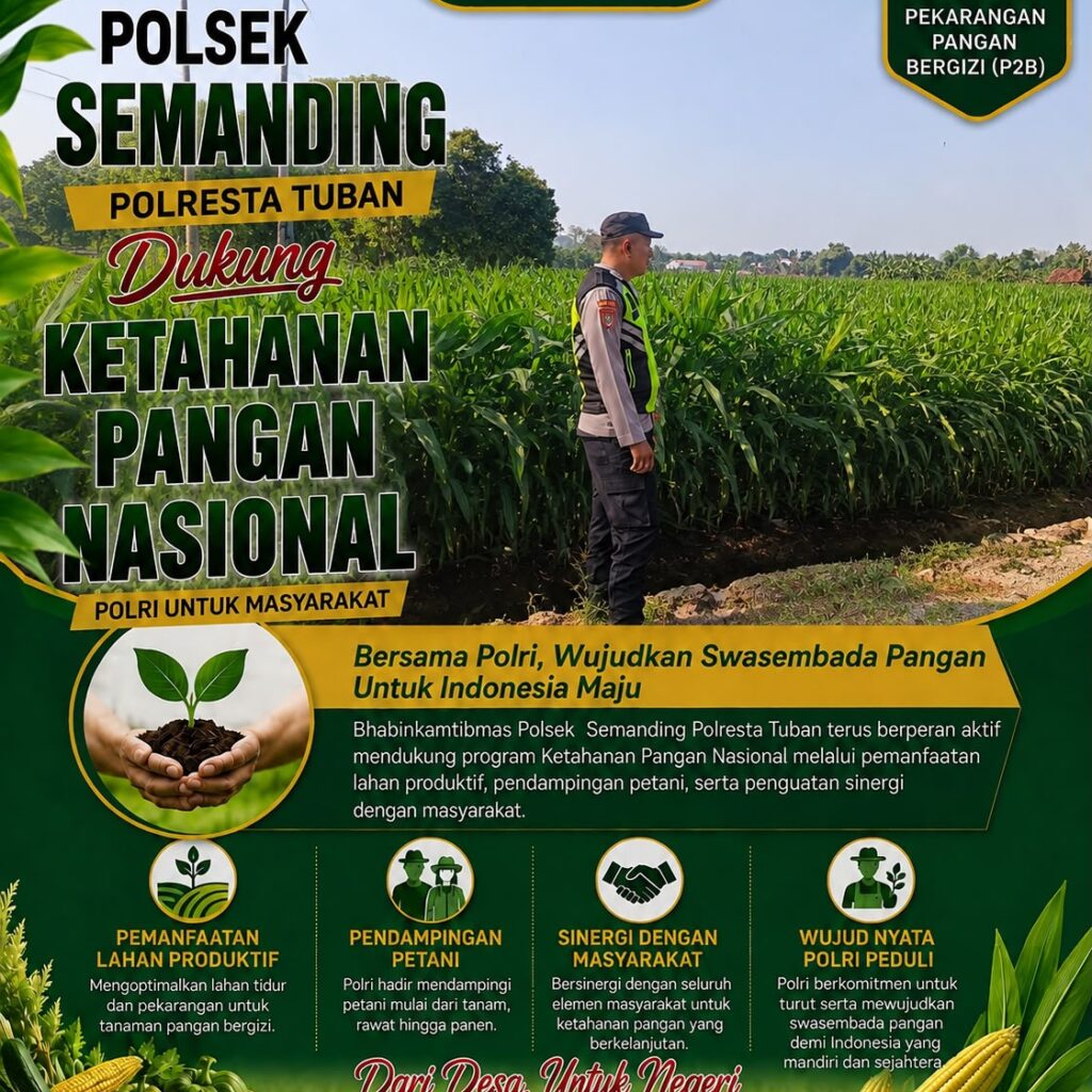 Polri Dukung Astacita, Polsek Semanding Polresta Tuban Turun Cek Tanaman jagung milik Warga di Desa Ngino