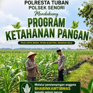 Anggota Bhabinkamtibmas Polsek Senori Polresta Tuban Monitoring Tanaman Jagung Warga Desa Jatisari Guna Mendukung Program Ketahanan Pangan Nasional