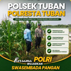 Polsek Tuban Bersama Petani Dukung Swasembada Pangan untuk Indonesia Maju