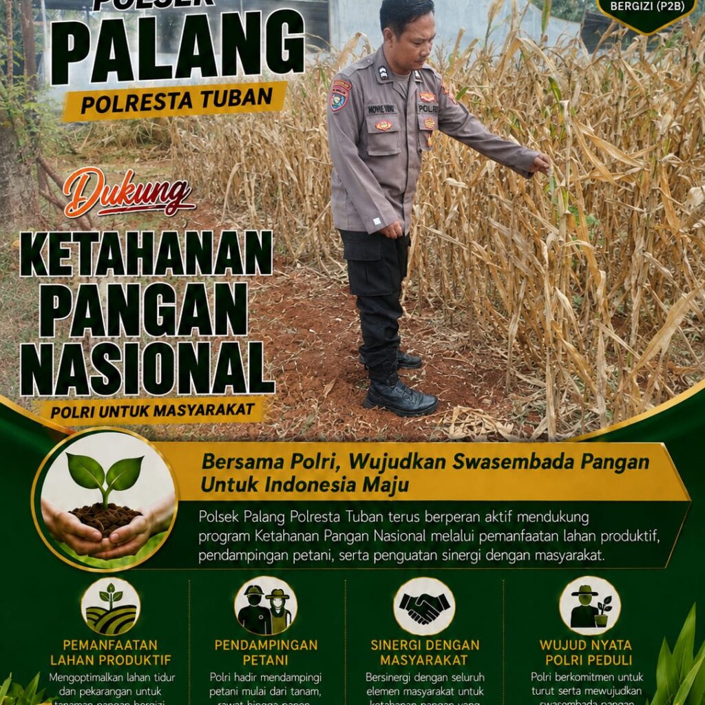 Dukung Astacita, Polsek Palang Polresta Tuban Pantau Langsung Lahan Jagung milik warga Desa Tasikmadu
