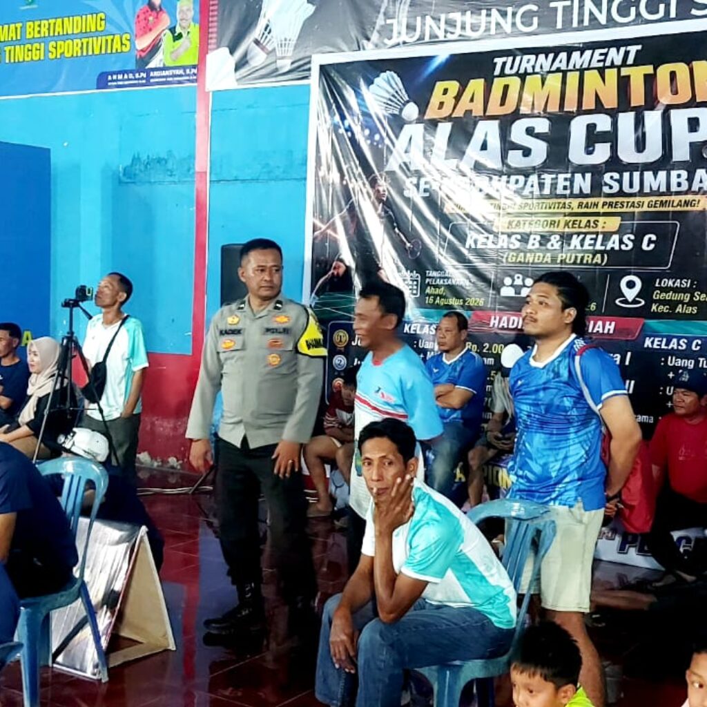 Amankan Final dan Penutupan Turnamen Badminton Alas Cup II, Personil Polsek Alas Pastikan Berjalan Lancar
