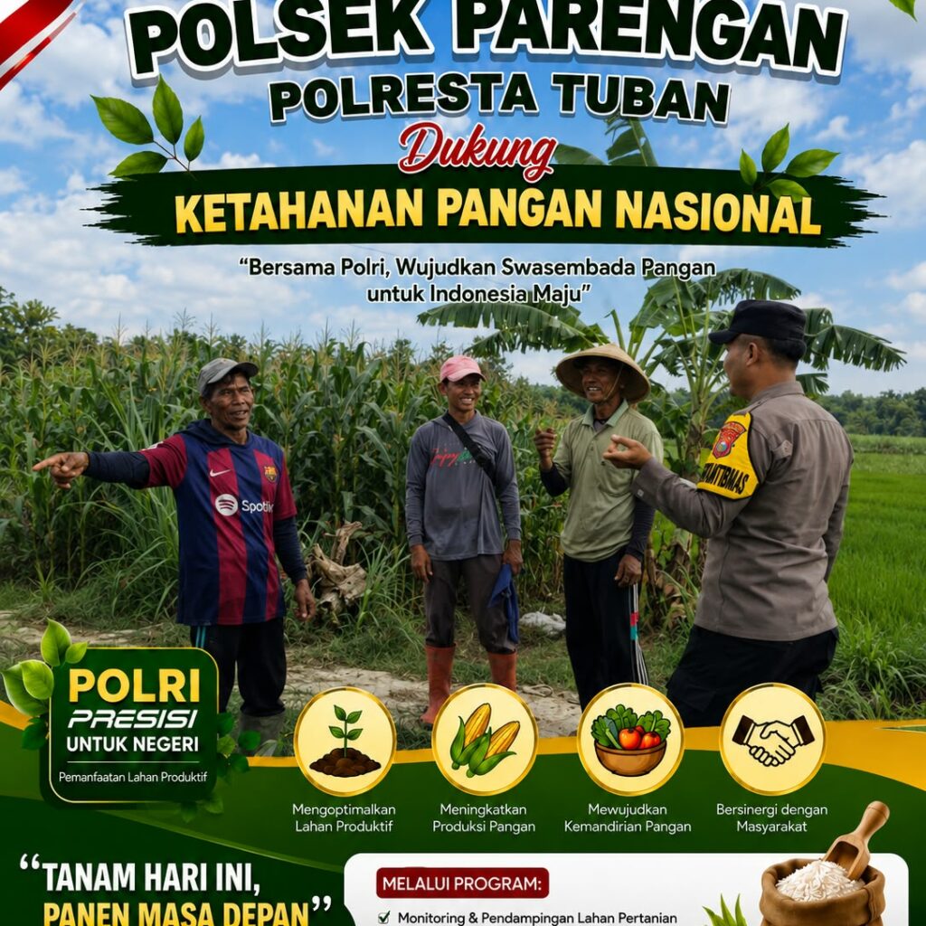 BHABINKAMTIBMAS DESA PACING POLSEK PARENGAN POLRESTA TUBAN SAMBANG PETANI UNTUK MENDUKUNG KETAHANAN PANGAN DAN ASTACITA PRESIDEN RI