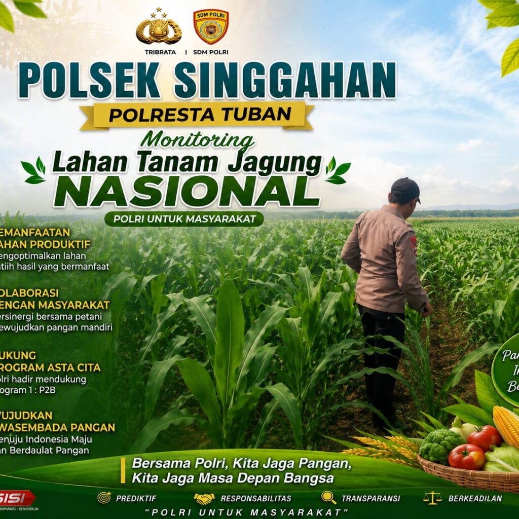 Polsek Singgahan Polresta Tuban Turun Cek Tanaman jagung Warga di Desa Lajo Lor