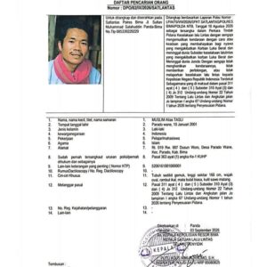 Sopir Pickup Penabrak Nuritam Warga Desa Sanolo, Jadi DPO Unit Gakum Satlantas Polres Bima Kabupaten