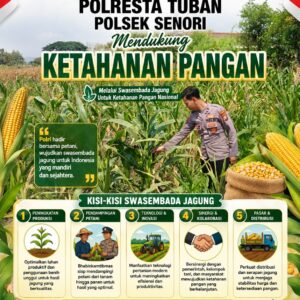 Mendukung Asta Cita Presiden, Anggota Bhabinkamtibmas Polsek Senori Polresta Tuban Lakukan Pemantauan Tanaman Jagung Warga Desa Leran