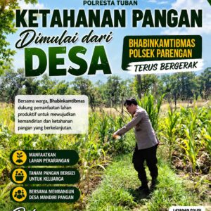 DALAM RANGKA MENDUKUNG PROGRAM KETAHANAN PANGAN, ANGGOTA POLSEK PARENGAN POLRESTA TUBAN SAMBANG TANAMAN JAGUNG DI DESA SELOGABUS KEC. PARENGAN