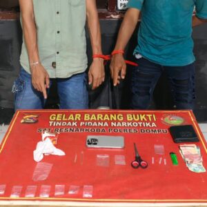 Satresnarkoba Polres Dompu Amankan Dua Terduga Pelaku Narkotika di Tanju, Sabu Bruto 2,24 Gram Diamankan