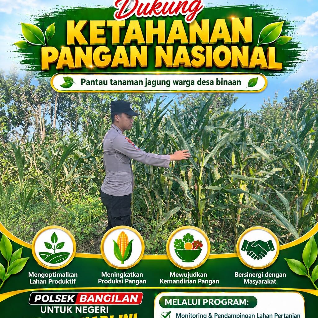 Dukung Ketahanan Pangan Nasional, Polsek Bangilan Monitoring Tanaman Jagung Warga