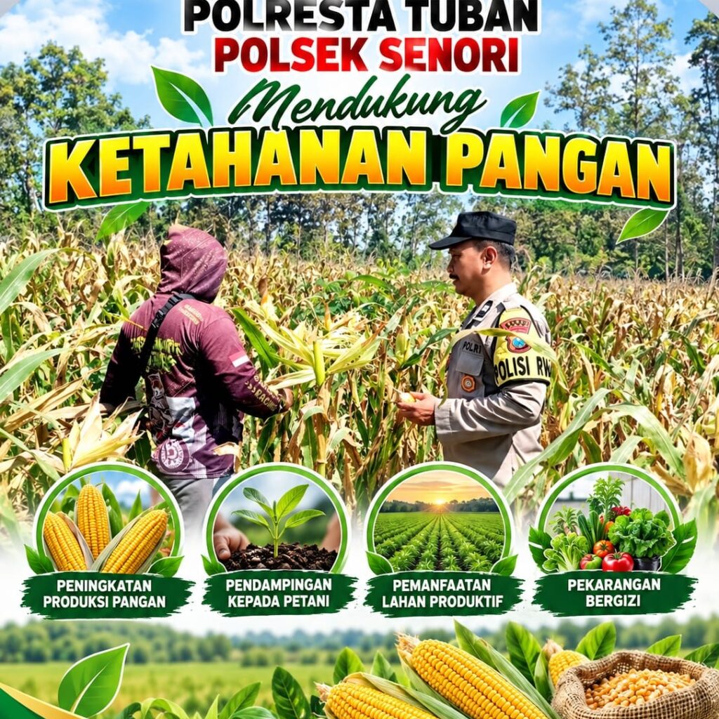 Mendukung Asta Cita Presiden Polisi RW Polsek Senori Polresta Tuban Pantau Kodisi Tanaman Jagung Milik Warga Desa Kaligede