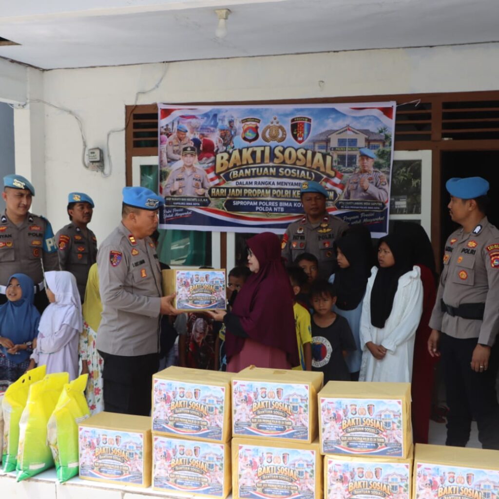 HUT Propam ke-24, Polres Bima Kota Salurkan Puluhan Paket Sembako kepada Panti Asuhan dan Masyarakat
