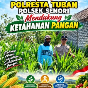 Mendukung Asta Cita Presiden Dibidang Ketahanan Pangan Polisi RW Polsek Senori Polresta Tuban Pantau Kodisi Tanaman Jagung Milik Warga Desa Medalem