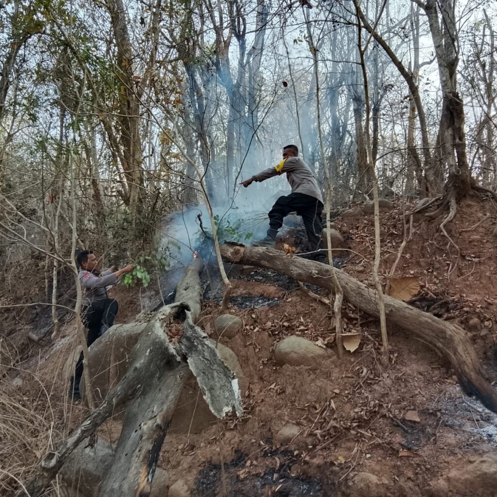 Polsek Wawo Lakukan Penanganan dan Pencegahan Karhutla, Warga Diimbau Tidak Membakar Hutan dan Lahan
