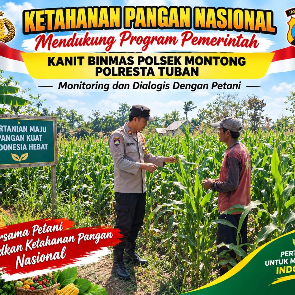 Mendukung Asta Cita Presiden Polmas Polsek Montong Polresta Tuban Pantau Kodisi Tanaman Jagung Milik Warga Desa Jetak