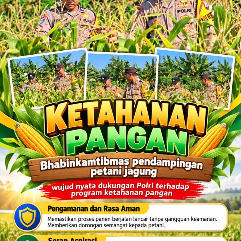 Mendukung Program Ketahanan Pangan, Bhabinkamtibmas Monitoring Pertumbuhan Jagung