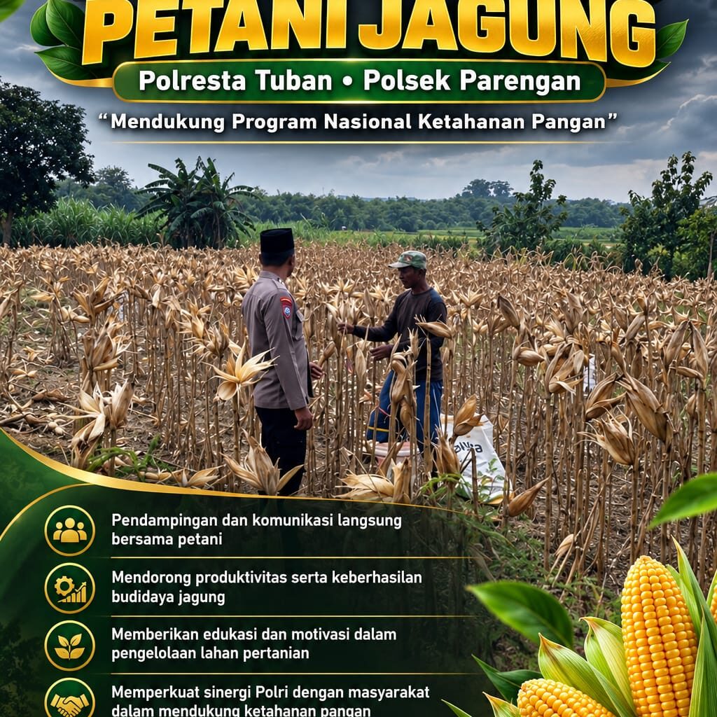 Polsek Parengan Polresta Tuban Pantau Lahan Jagung Warga Desa Parangbatu Dukung Program Astacita