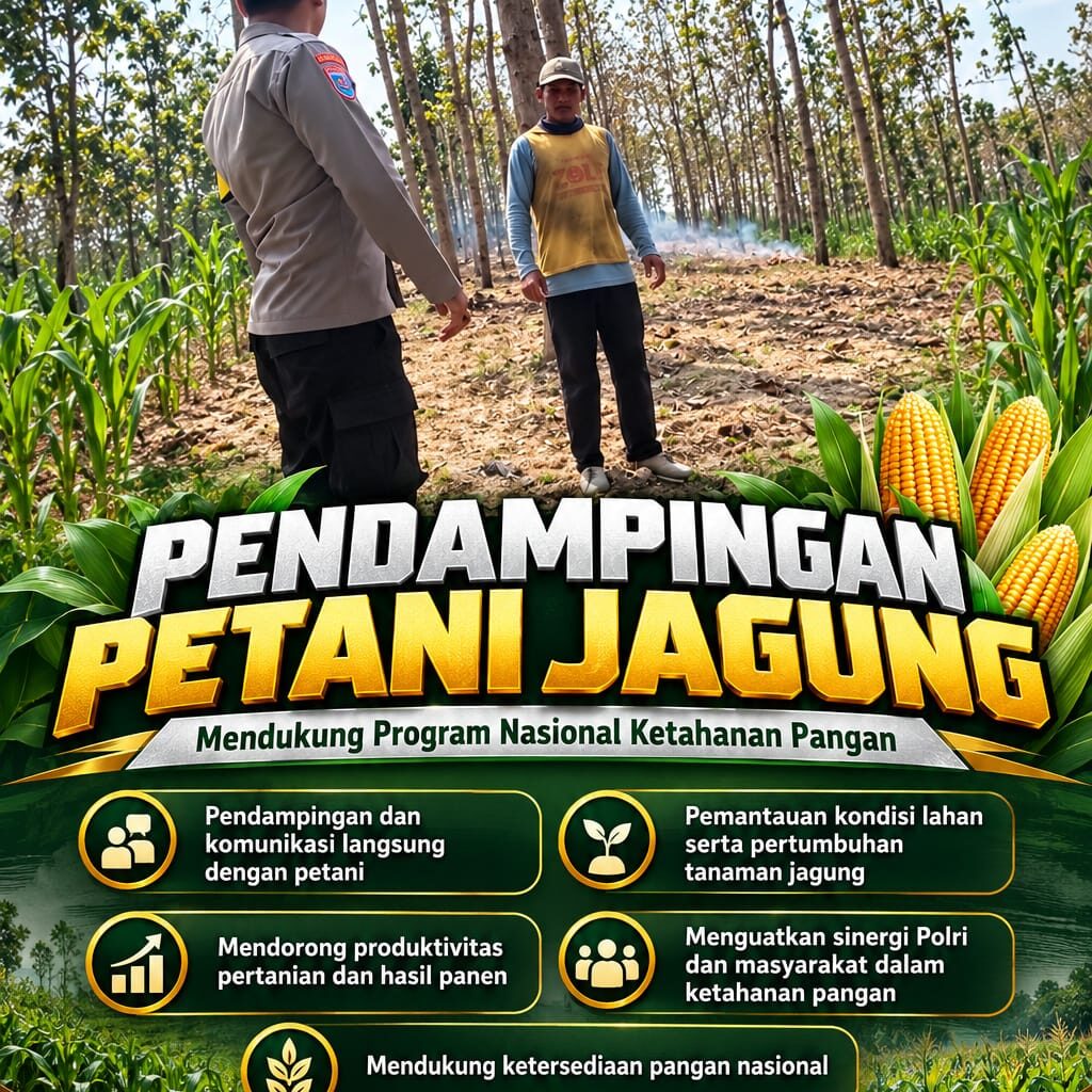 Polsek Parengan Polresta Tuban Pantau Lahan Jagung Warga Desa Ngawun Dukung Program Astacita