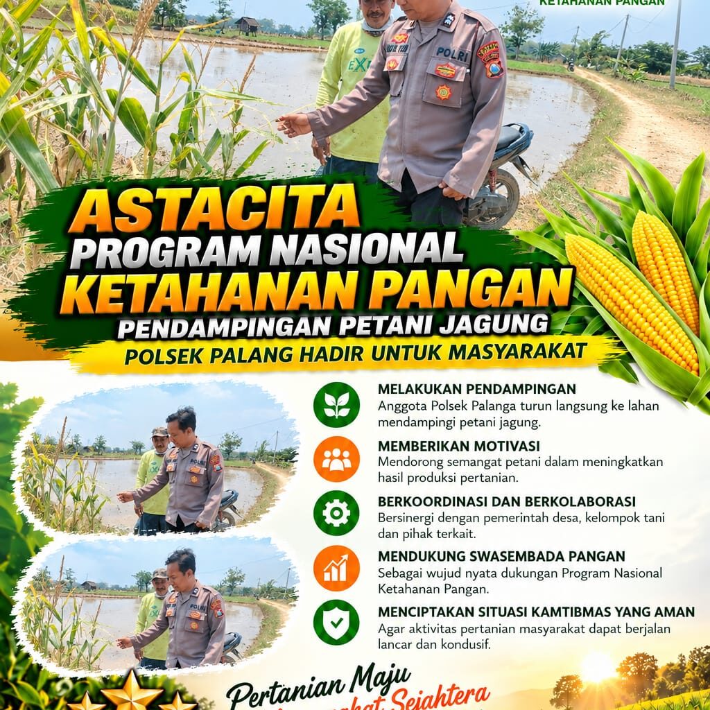 Dukung Astacita, Polsek Palang Polresta Tuban Pantau Langsung Lahan Jagung milik warga Desa Dawung