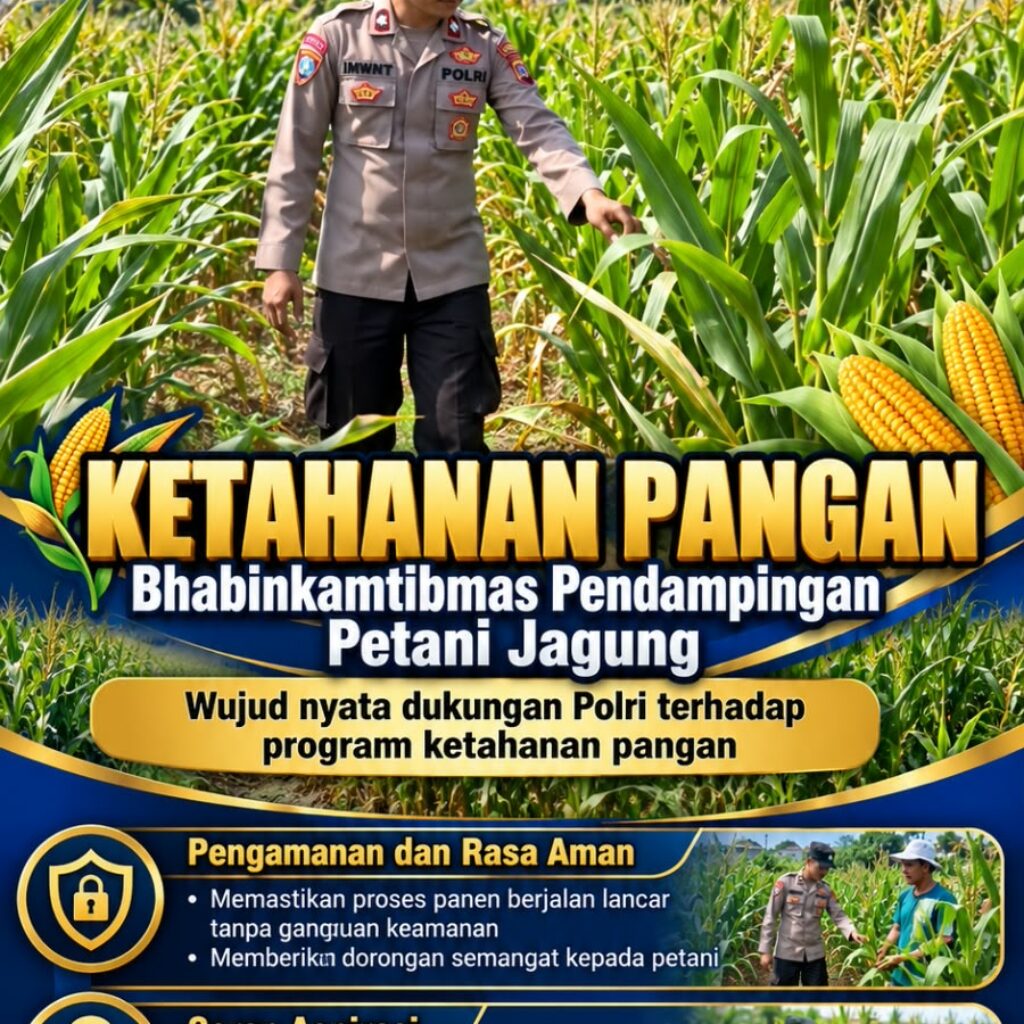 Mendukung Program Ketahanan Pangan, Bhabinkamtibmas Monitoring Pertumbuhan Jagung