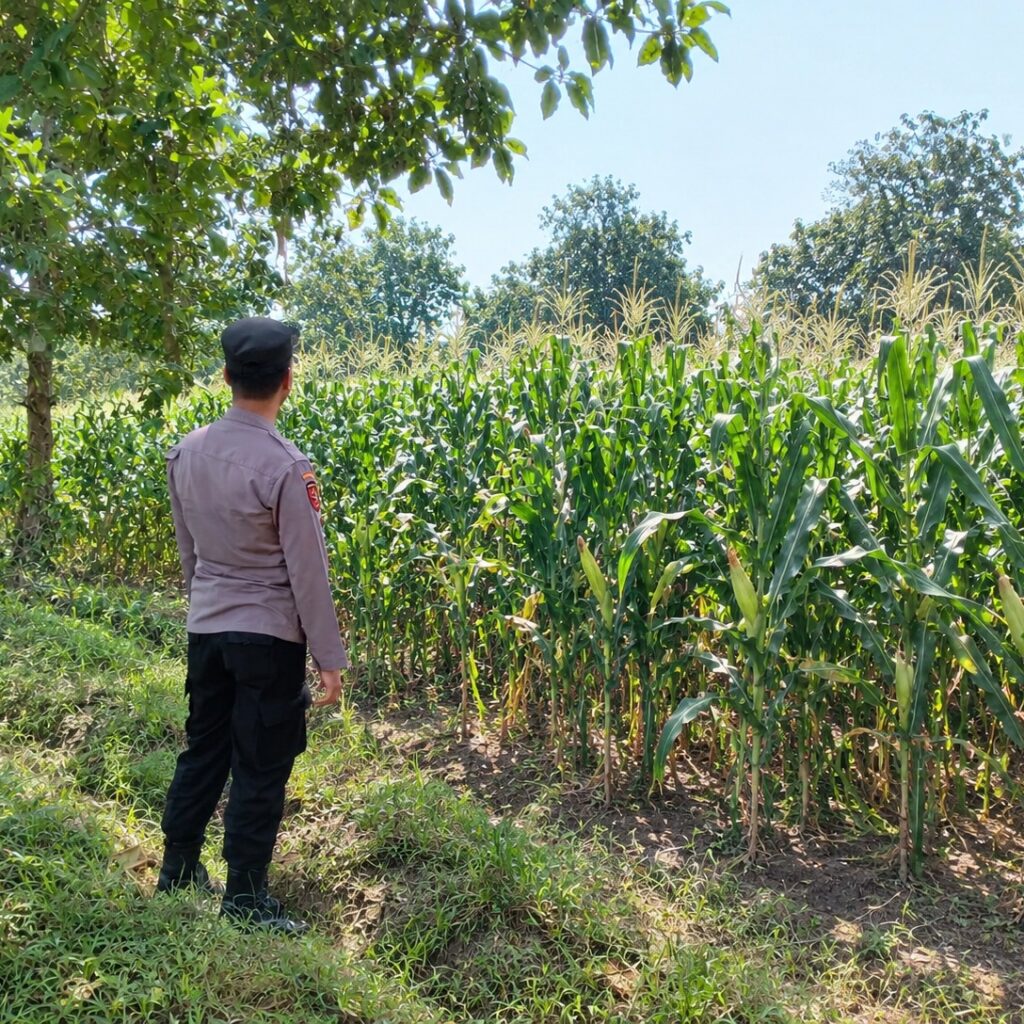Dukung Ketahanan Pangan Nasional, Polsek Tambakboyo Monitoring Lahan Jagung Binaan