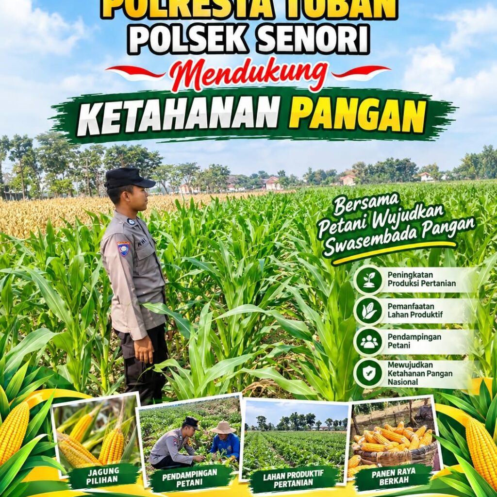 Anggota Bhabinkamtibmas Polsek Senori Polresta Tuban Monitoring Tanaman Jagung Milik Warga Desa Jatisari Dukung Program Ketahanan Pangan
