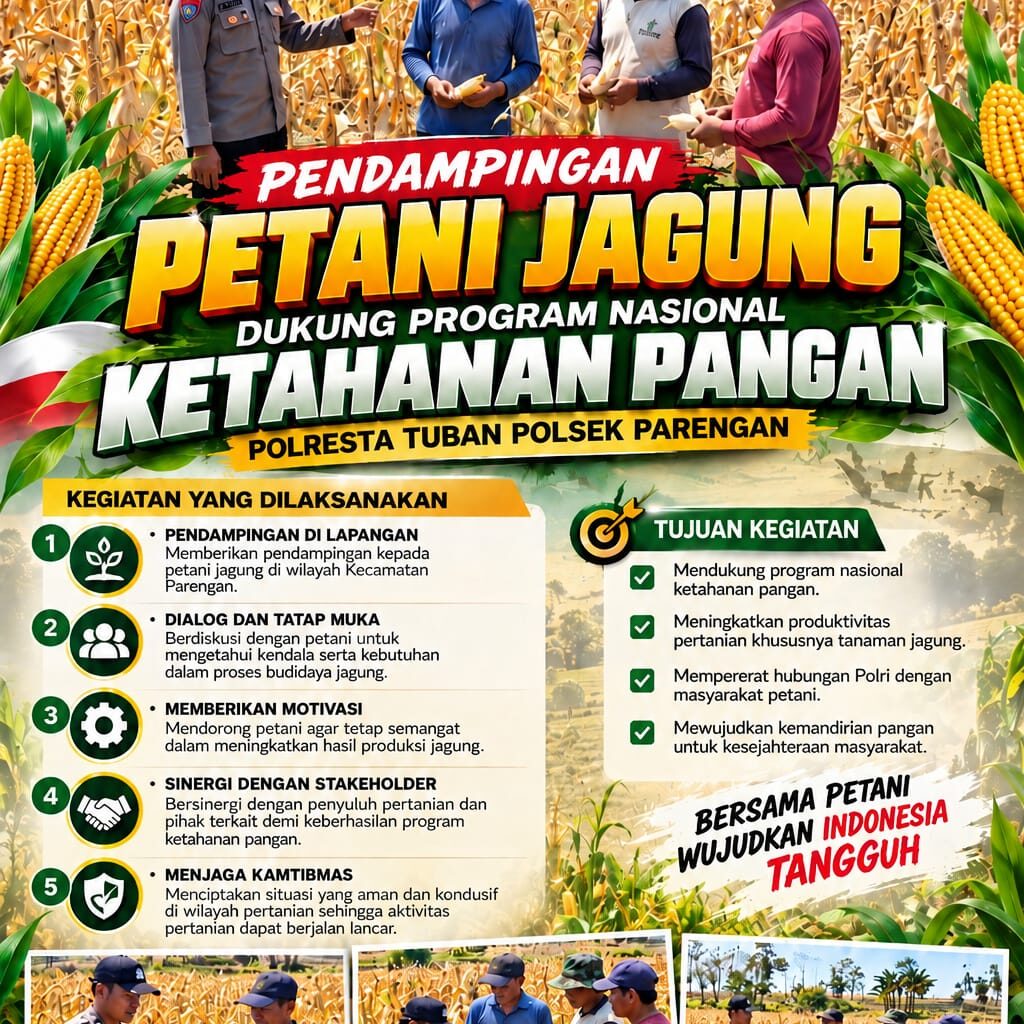 Polsek Parengan Polresta Tuban Pantau Lahan Jagung Warga Desa Pacing Dukung Program Astacita